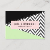 Carte De Visite Gray Zigzag, Gray Chevron, Zigzag Pattern, Mint (Devant)