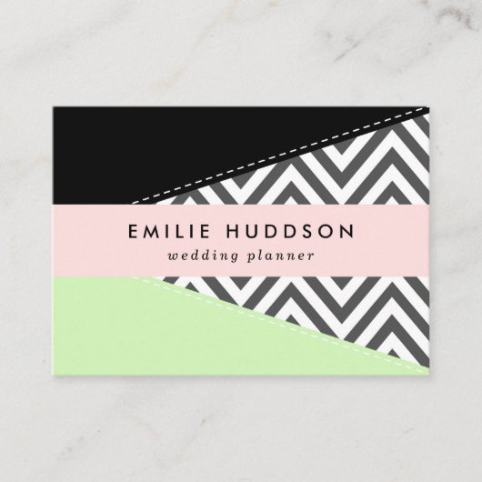 Carte De Visite Gray Zigzag, Gray Chevron, Zigzag Pattern, Mint (Devant)