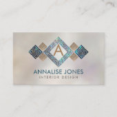 Carte De Visite Grec Key Grec Mélange Monogramme Abalone Or (Devant)