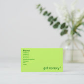 Carte De Visite Green a de l'argent? (Debout devant)