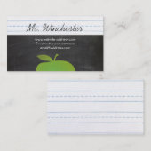 Carte De Visite Green Apple School Teacher Education Chalkboard (Devant / Derrière)