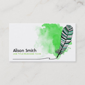 Carte De Visite Green Aztec Feather