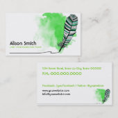 Carte De Visite Green Aztec Feather (Devant / Derrière)
