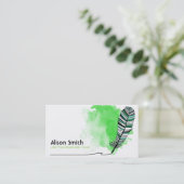 Carte De Visite Green Aztec Feather (Debout devant)