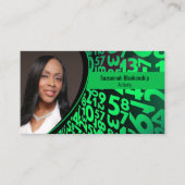 Carte De Visite Green Black Numéros Photo personnalisée QR Code (Devant)