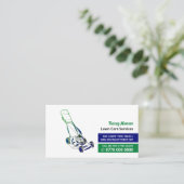 Carte De Visite Green & Blue Lawn-Mower, Lawn Care Services (Debout devant)