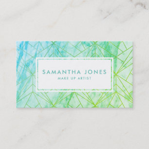 Carte De Visite Green Blue Ombre Motif Make Up Artiste