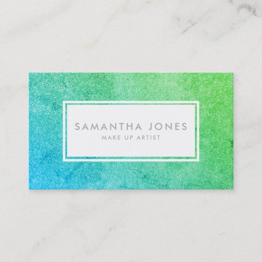 Carte De Visite Green Blue Ombre Sparkle Parties scintillant Make (Devant)