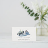 Carte De Visite Green Blue Pine Woods Mountains Site Mariage (Debout devant)