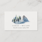 Carte De Visite Green Blue Pine Woods Mountains Site Mariage (Devant)