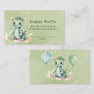 Carte De Visite Green Blue Watercolor Dragon Boy Baby shower