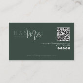 Carte De Visite Green Botanical | Modern Elegant Minimalist QR (Dos)