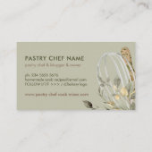 Carte De Visite Green Botanical Stylo Chef Restauration Cake Maker (Dos)