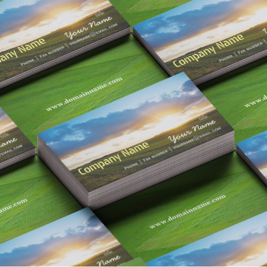 Carte De Visite Green Filed Blue Sky White Cloud Nature Farm