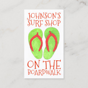 Carte De Visite Green Flip Flop Sandals Beach Surf Shop Boardwalk