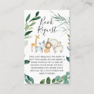 Carte De Visite Green Foliage Safari Animaux Demande de réservatio