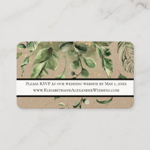 Carte De Visite Green Foliing Site Mariage RSVP Mini