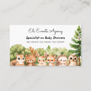 Carte De Visite Green Forest Animaux mignonette Baby Events Agency