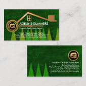 Carte De Visite Green Forest Trees Gold Home Paysage jardinier (Devant / Derrière)