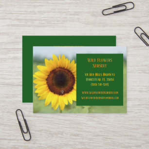 Carte De Visite Green Gardener Landscaper Fleuriste Tournesol