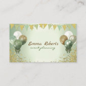 Carte De Visite Green Gold Balloons Planification d'événements mod (Devant)
