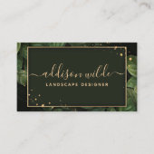 Carte De Visite Green Gold Botanical Feuille Moderne Foliing (Devant)