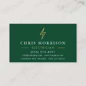 Carte De Visite Green Gold Electrician QR Code Modern (Devant)