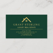 Carte De Visite Green Gold QR Code Luxury Real Estate Agent (Devant)