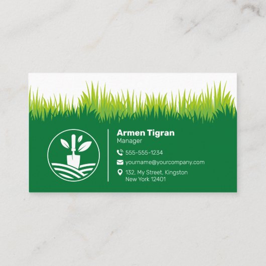 Carte De Visite Green Landscaping Garderer Mowing (Dos)