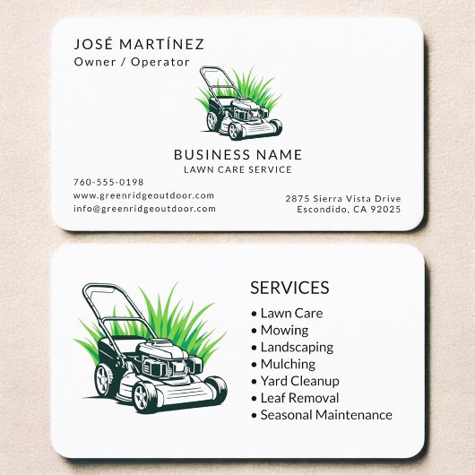 Carte De Visite Green Lawn Care and Landscaping Service