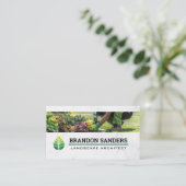 Carte De Visite Green Leaf Logo | Landscaper Working in Garden (Debout devant)