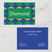 Carte De Visite Green Lime Green Diamond À damiers Motif (Devant / Derrière)