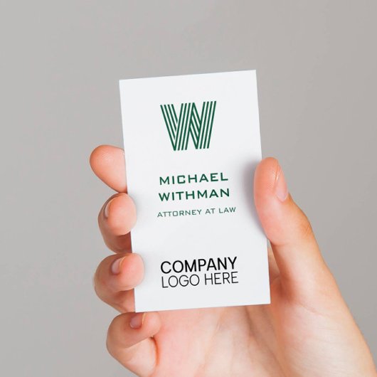 CARTE DE VISITE GREEN LINE MONOGRAM CORPORATE LOGO QR CODE