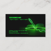 Carte De Visite Green Lines of Creation: Pen and Book (Dos)