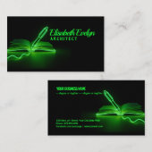 Carte De Visite Green Lines of Creation: Pen and Book (Devant / Derrière)