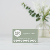 Carte De Visite Green Logo Modern Professional Loyalty Card (Debout devant)