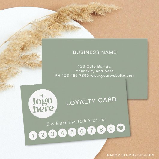 Carte De Visite Green Logo Modern Professional Loyalty Card