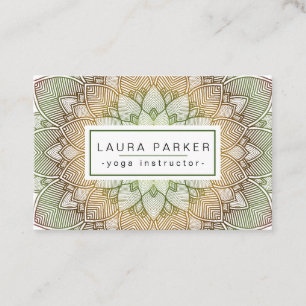 Carte De Visite Green Lotus Mandala Yoga Méditation Holistique