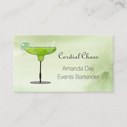 Carte De Visite Green Martini Glass with Fruit Business Card (Devant)