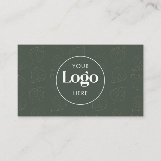 Carte De Visite Green Minimalist Botanical Custom Logo QR Code (Devant)