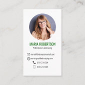 Carte De Visite Green Modern Business Photo QR Code (Devant)