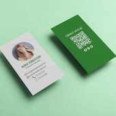 Carte De Visite Green Modern Business Photo QR Code