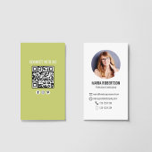Carte De Visite Green Modern Business Photo QR Code Business Card