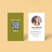 Carte De Visite Green Modern Business Photo QR Code Business Card