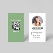 Carte De Visite Green Modern Business QR Code Photo