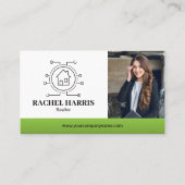 Carte De Visite Green Modern Real Estate Agent Photo (Devant)