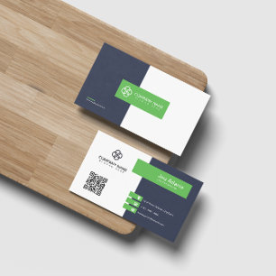 Carte De Visite Green Modern Simple Professional Code QR Scannable