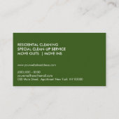 Carte De Visite Green Modern Style Broom House Nettoyage Janitoria (Dos)