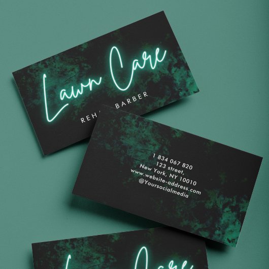 Carte De Visite Green Neon Lawncare & Landscaping