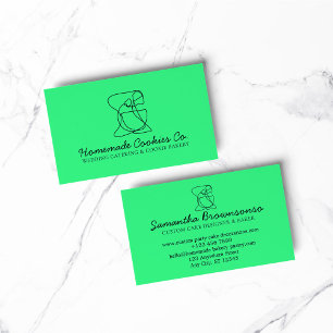 Carte De Visite Green Neon Line Alimentation maison Boulangerie Cu